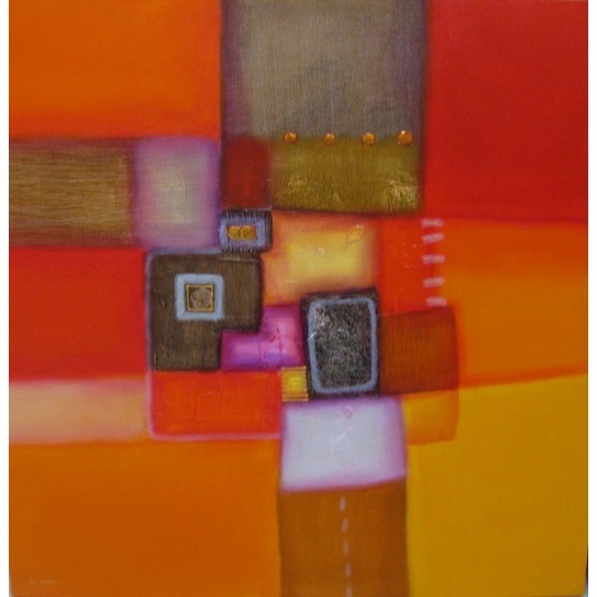 Tableau couleur orange-rouge- 100x100 cm