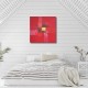Toile contemporaine carrée rouge -90x90 - Peintre Suarsa