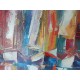 Cadre peint voiliers colorés 80x80 cm