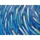 Banc de poissons fond bleu mer- tableau contemporain 130x130 cm