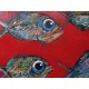 Peinture poissons fond rouge- 80c80 cm