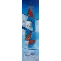 Tableau vertical abstrait ton bleu 140x40 cm