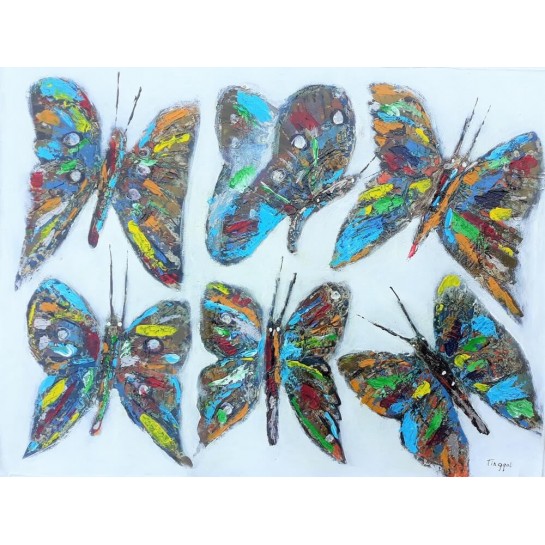 Tableau motif papillons 80x60 cm