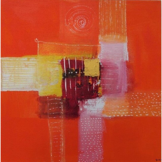 Tableau petite taille orange 40x40 cm