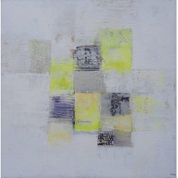 Tableau abstrait blanc-jaune- 60x60 cm - Suarsa