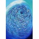 Grand tableau poissons 110x160 cm fond bleu