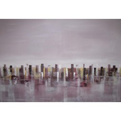 Purple city- Tableau ville déco contemporain 125x85- Suarsa 