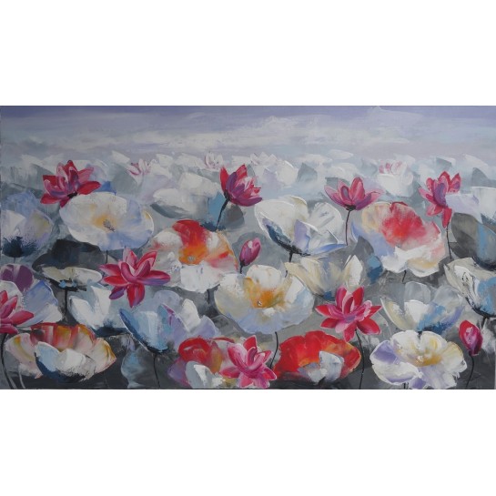 TABLEAU DECO FLORAL LOTUS- 140x80 cm