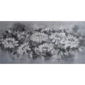 TABLEAU DECO HORIZONTAL FLEURS-GRIS ARGENT-120x60 cm