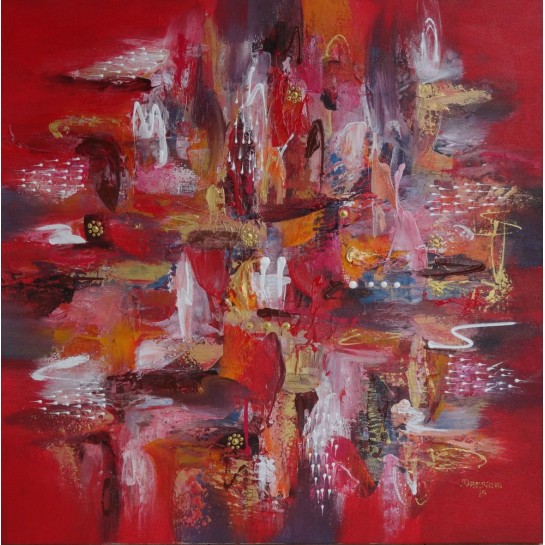 TABLEAU ABSTRAIT ROUGE - 100x100 - Darsana