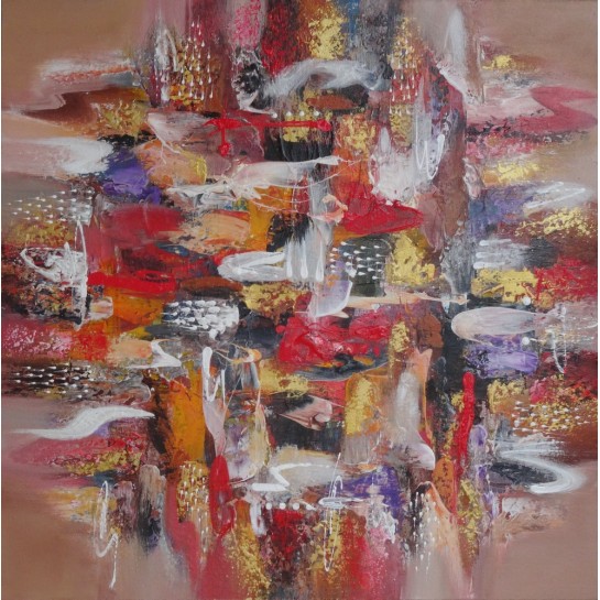 Tableau abstrait ton marron- 100x100 cm - Darsana