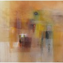 Tableau abstrait contemporain ton jaune-ocre- 100x100 cm