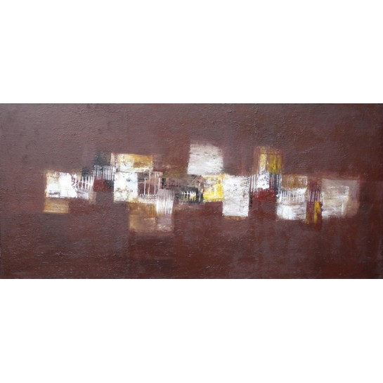 Tableau contemporain horizontal marron-130x60 cm- Suarsa