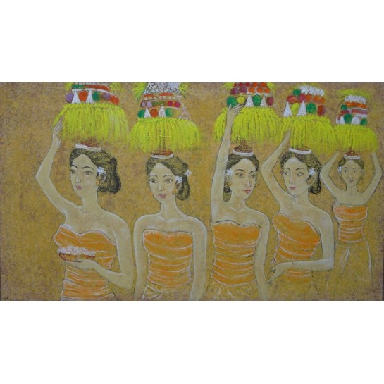 Tableau bali traditionnel et offrandes-140x80-Suarsa