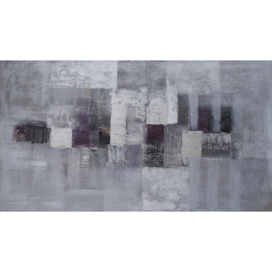 Tableau abstrait horizontal gris-argent-160x90 cm- Suarsa