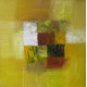 Tableau abstrait contemporain carré jaune-moutarde- 80x80-Suarsa