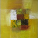 Tableau jaune moutarde, abstrait contemporain 80x80 Suarsa