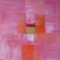 Tableau abstrait contemporain carré rose- 80x80-Suarsa