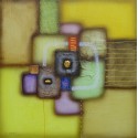 Tableau abstrait contemporain jaune -60x60 cm