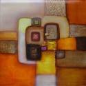 Tableau abstrait contemporain orange et brun 60x60 cm