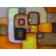 Tableau abstrait retro vintage orange brun marron 60x60 cm