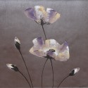 Tableau déco zen fleurs sur fond gris - 60x60 cm-