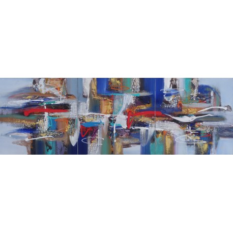 Tryptique contemporain abstrait -180x60 cm - Darsana