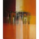 Tableau abstrait ton brun orange déco murale salon - 120x100 cm
