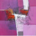 Tableau contemporain carré rose-violet- 60x60 cm