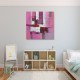 Tableau contemporain abstrait ton rose- 100x100 cm- Suwitra