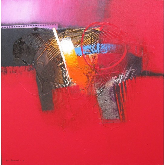 TABLEAU ABSTRAIT STYLE CONTEMPORAIN-TON ROUGE 60x60