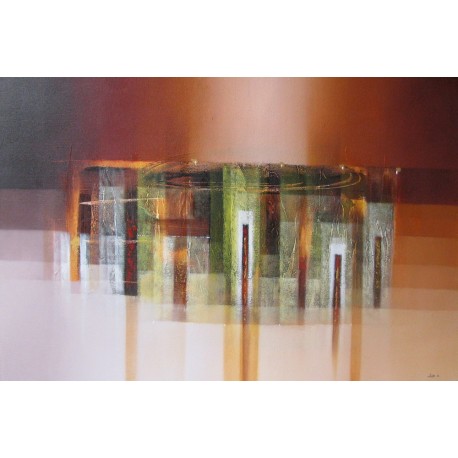 Tableau design abstrait marron-brun - 120x80 cm